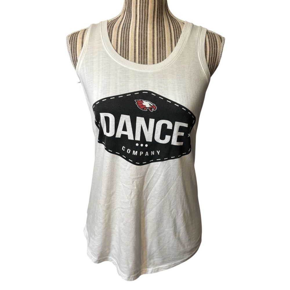 ‘DANCE Company’ Tank Top Small District White Black Red Eagle Racerback